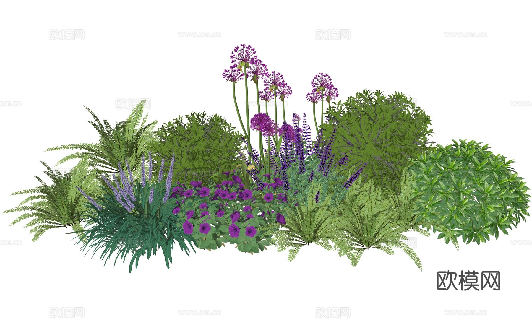 现代庭院植物堆景观组合su模型