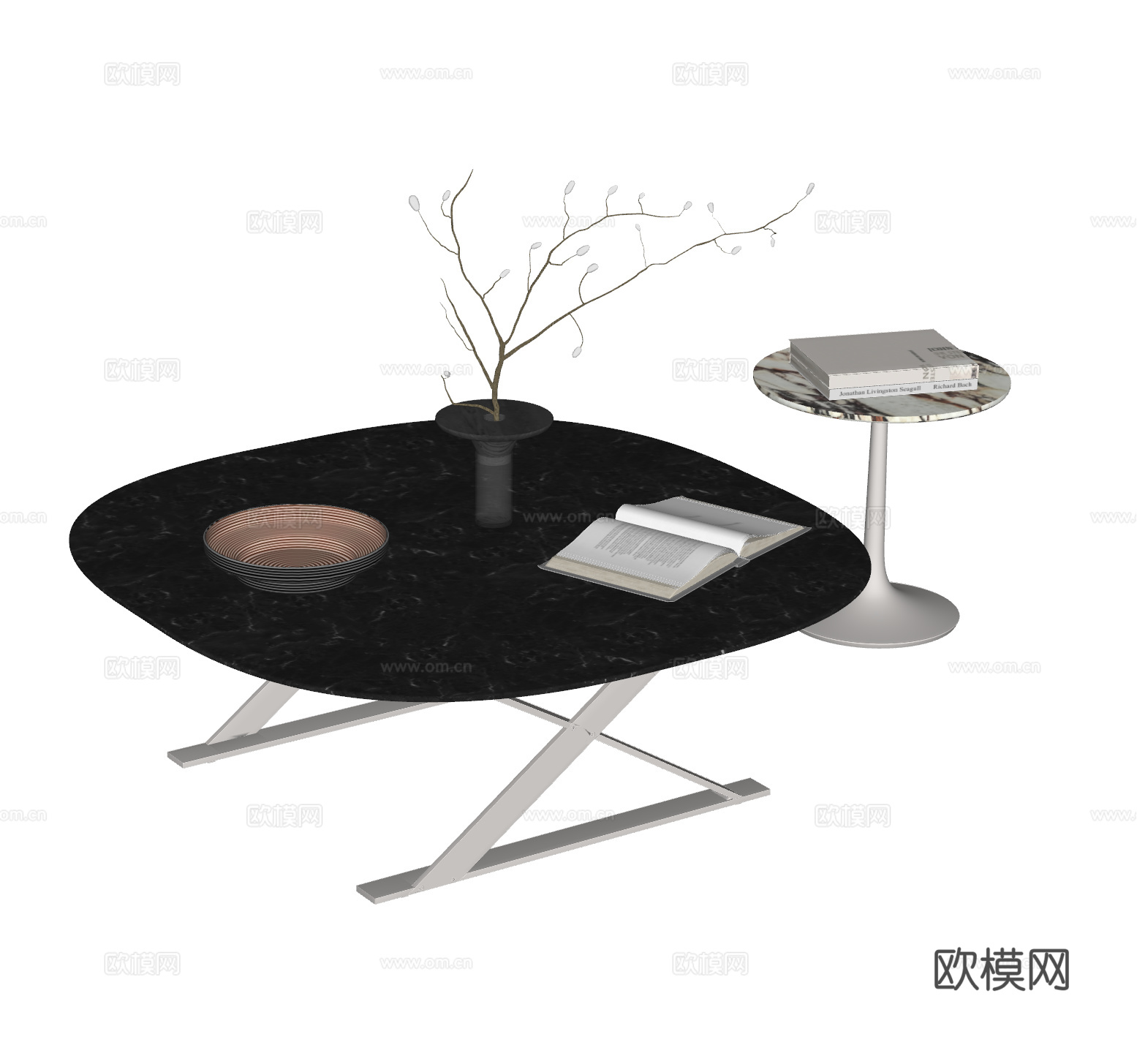 Maxalto Pathos 现代茶几 金属茶几 茶几摆件su模型