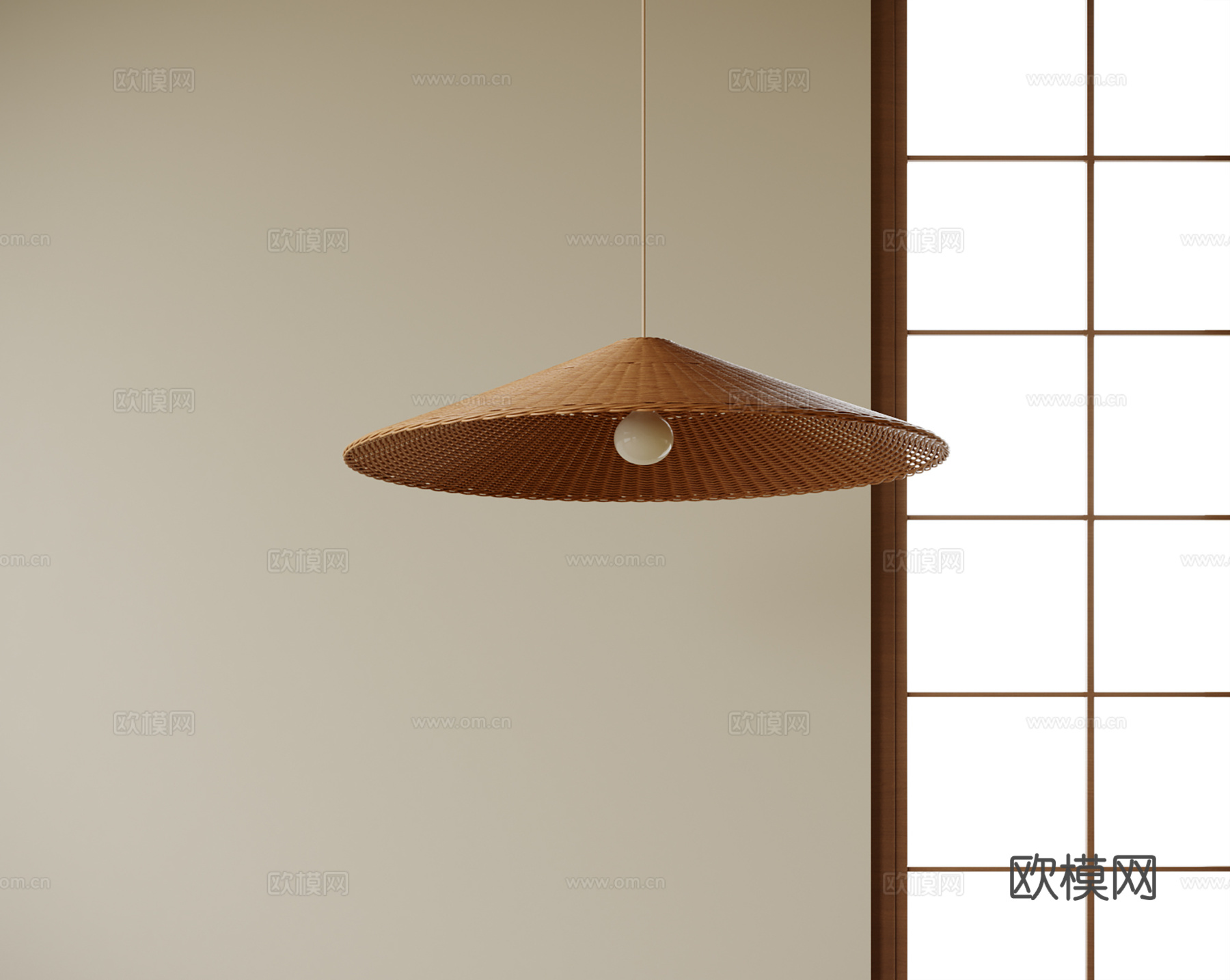 现代藤编吊灯 餐厅吊灯su模型