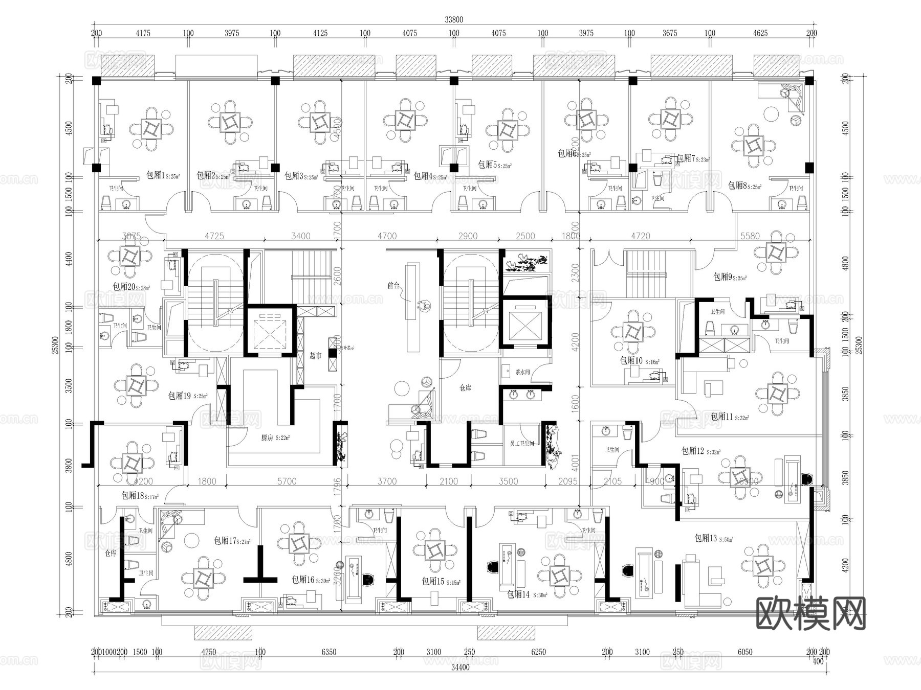 32套棋牌室麻将室CAD图纸cad施工图