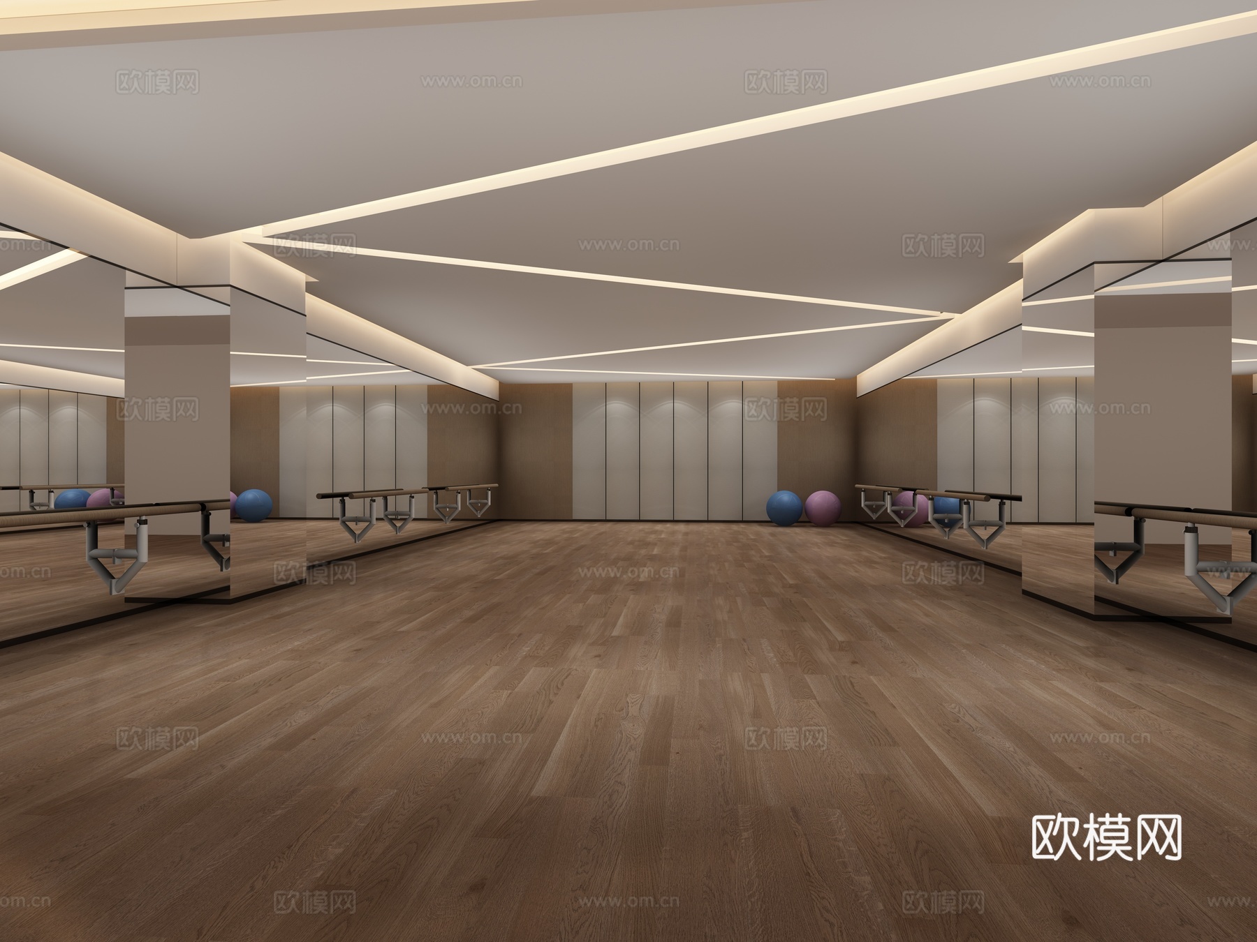 现代健身房教室现代风格3d模型下载（渲染图1）