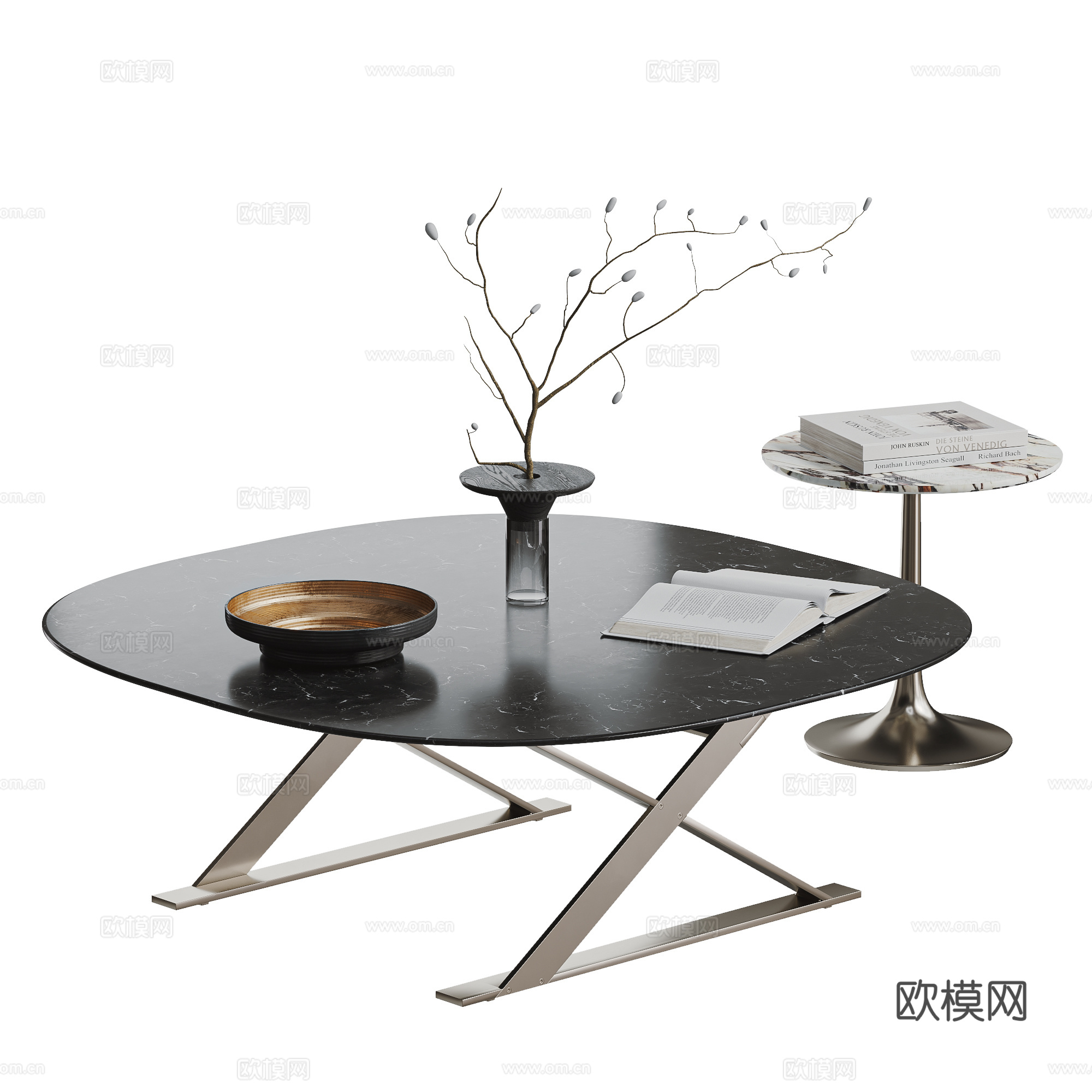 Maxalto Pathos 现代茶几 金属茶几 茶几摆件su模型