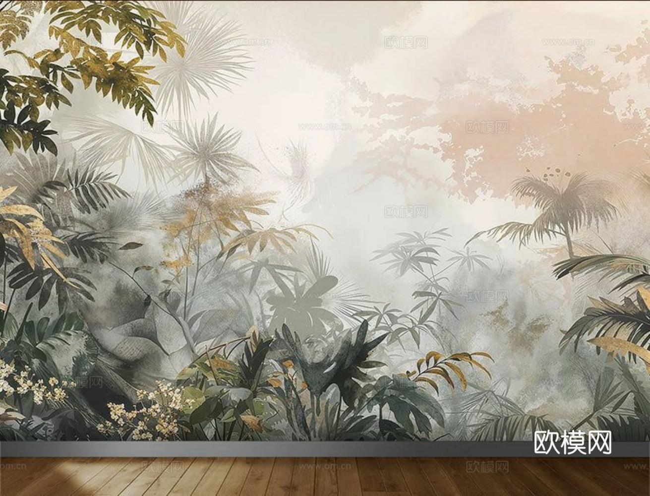 中古美式家居客厅 带动画 中古风壁画下载