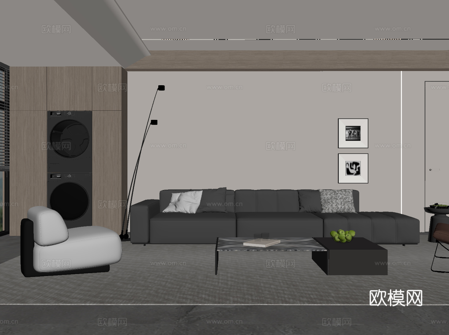 现代客厅 沙发茶几组合su模型