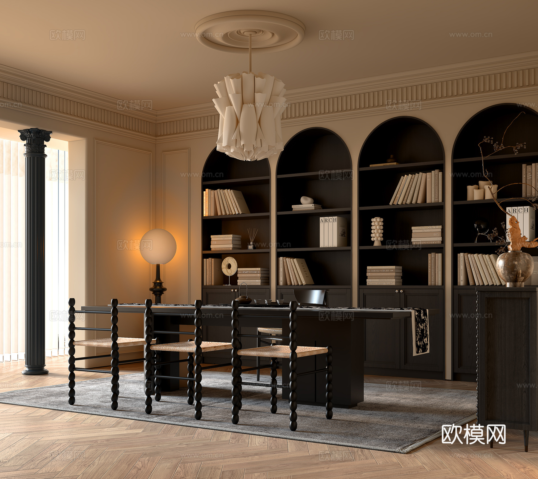 法式中古风书房su模型