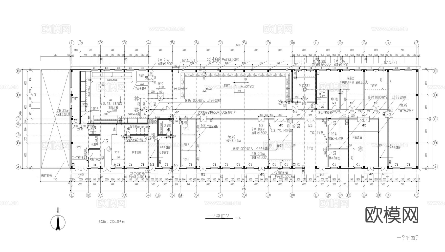 食品加工厂建筑施工图cad施工图