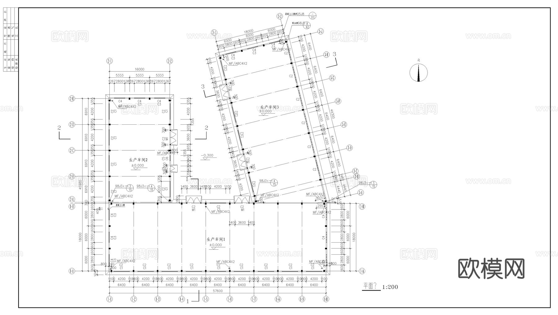 生产车间建筑施工图cad施工图