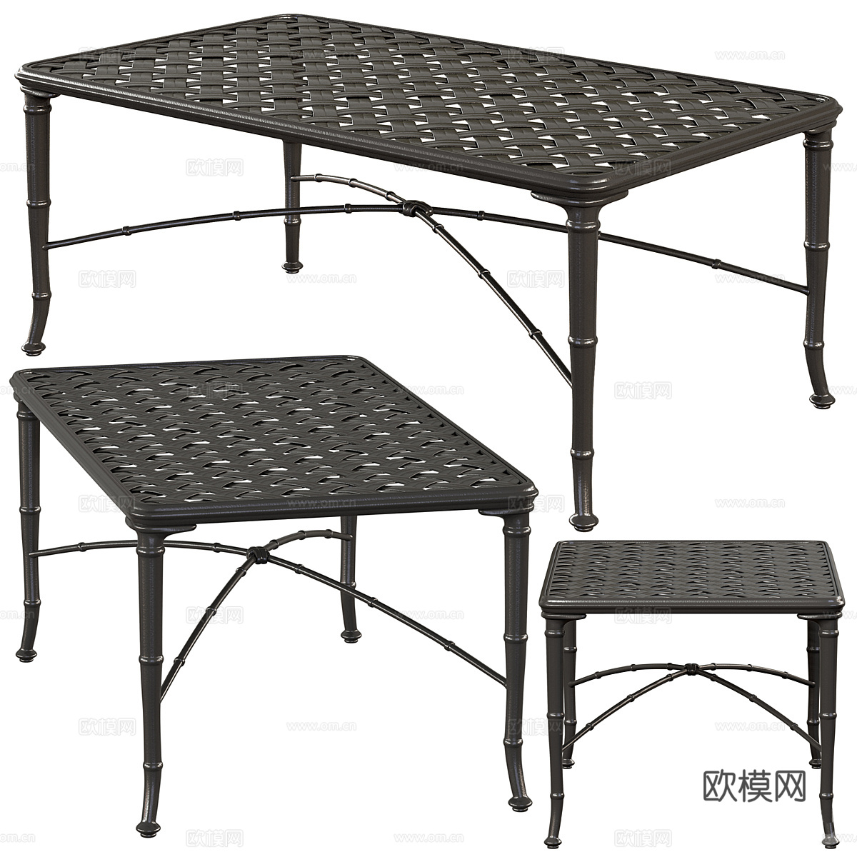 美式简约户外休闲长桌3d模型下载（渲染图1）