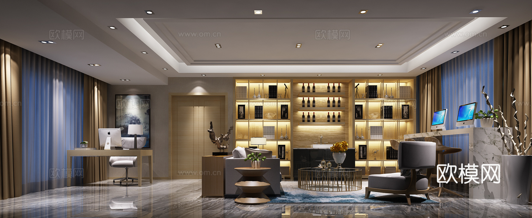 办公室   经理办公室    老总办公室  接待室3d模型下载