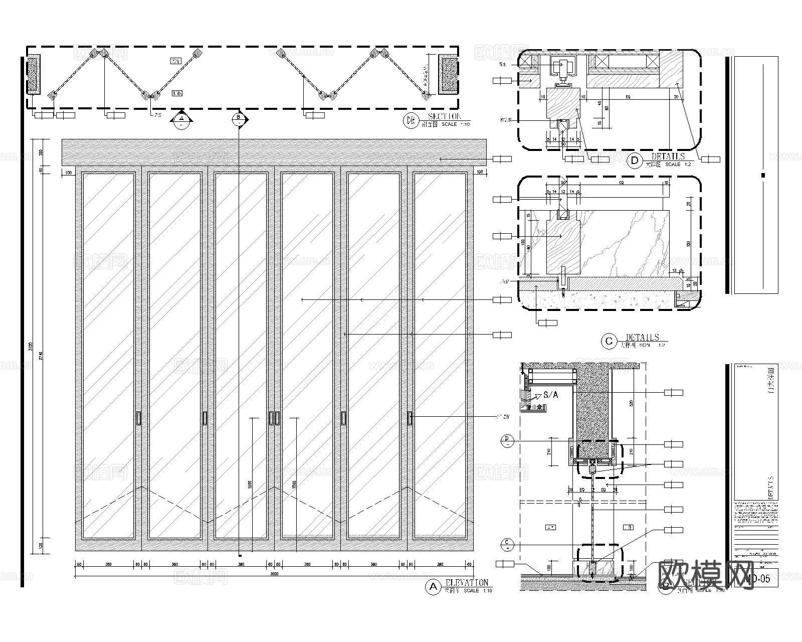 折叠门CAD节点详图cad施工图