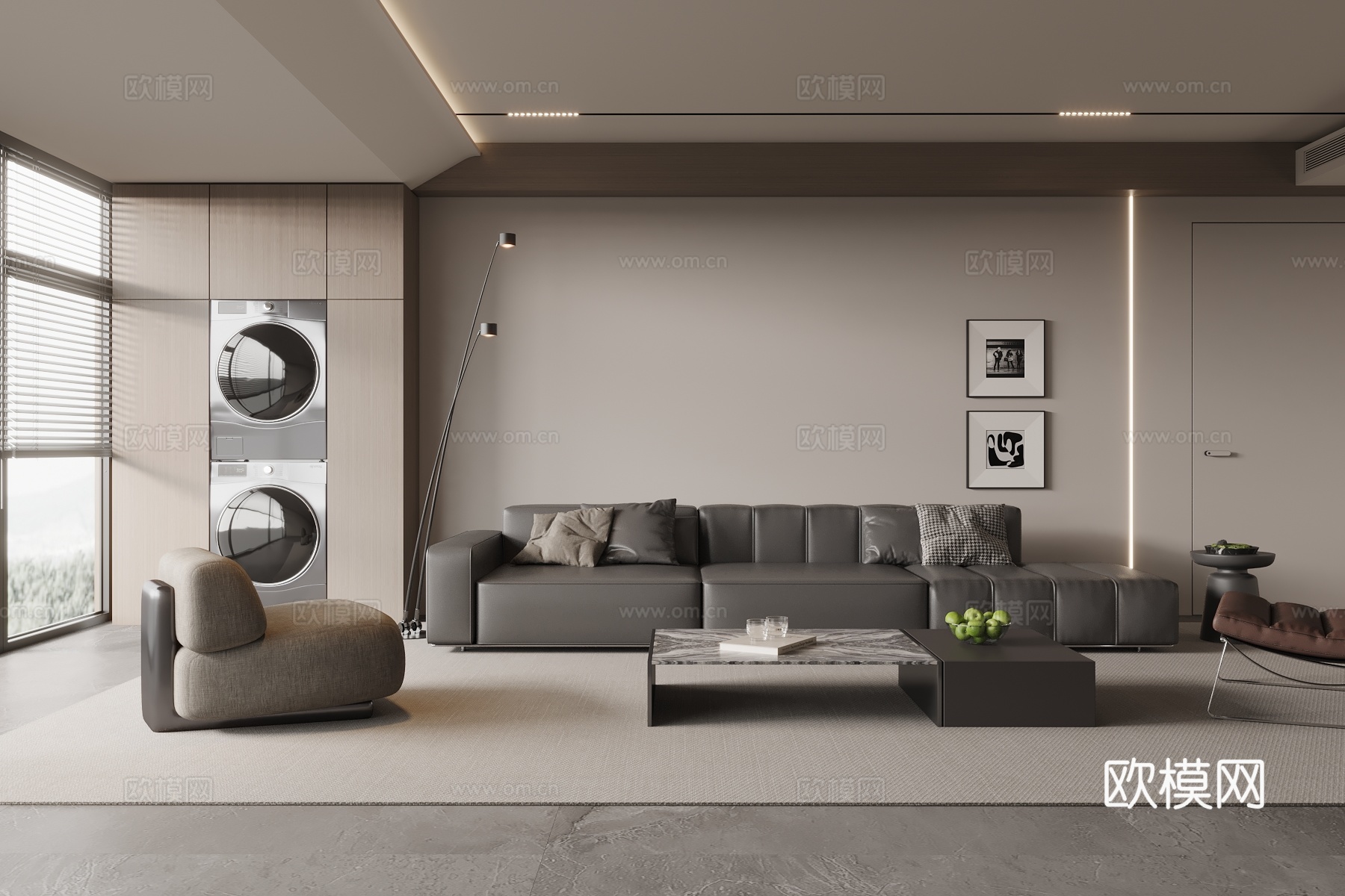 现代客厅 沙发茶几组合su模型