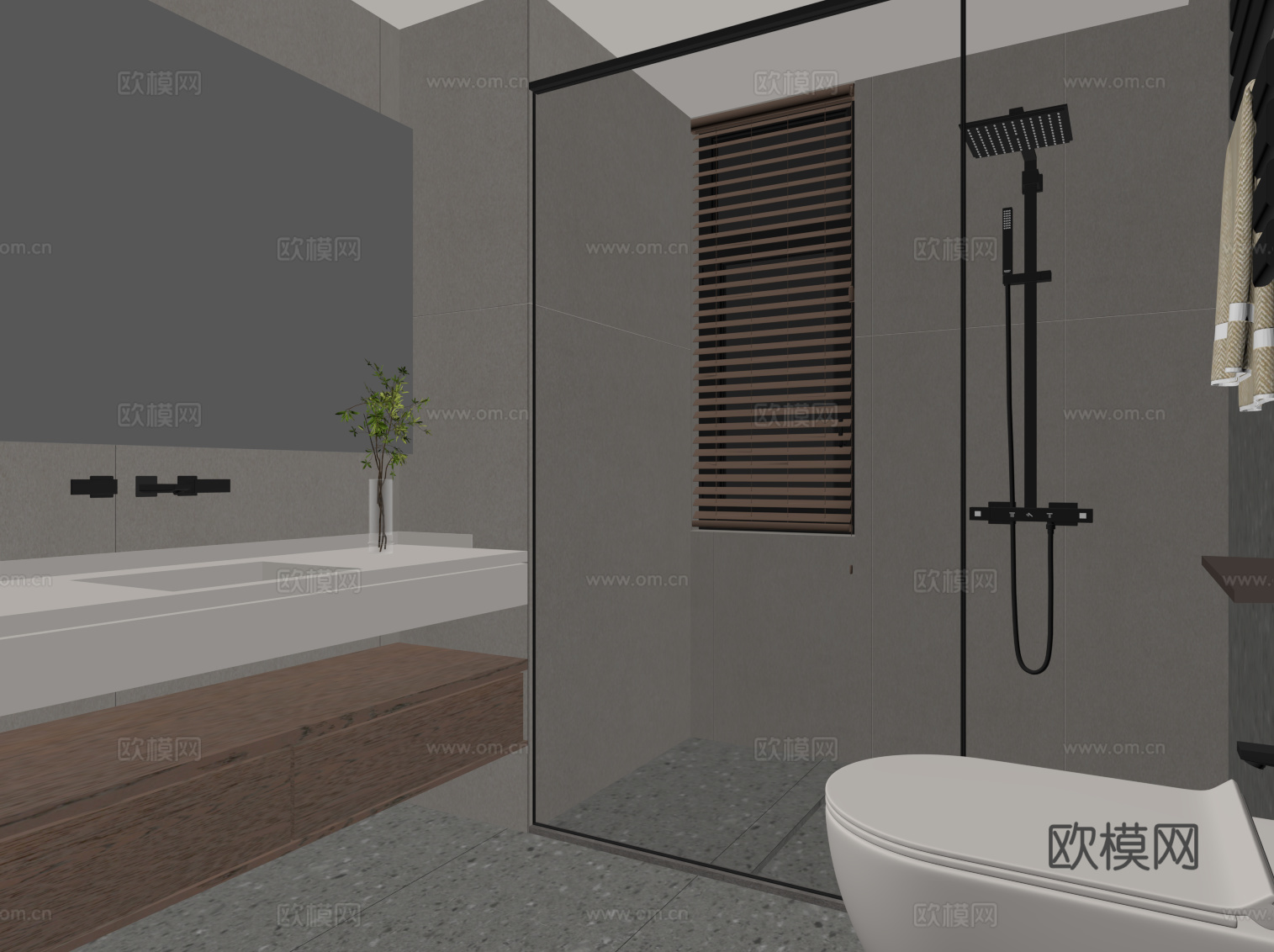 中古风卫生间su模型