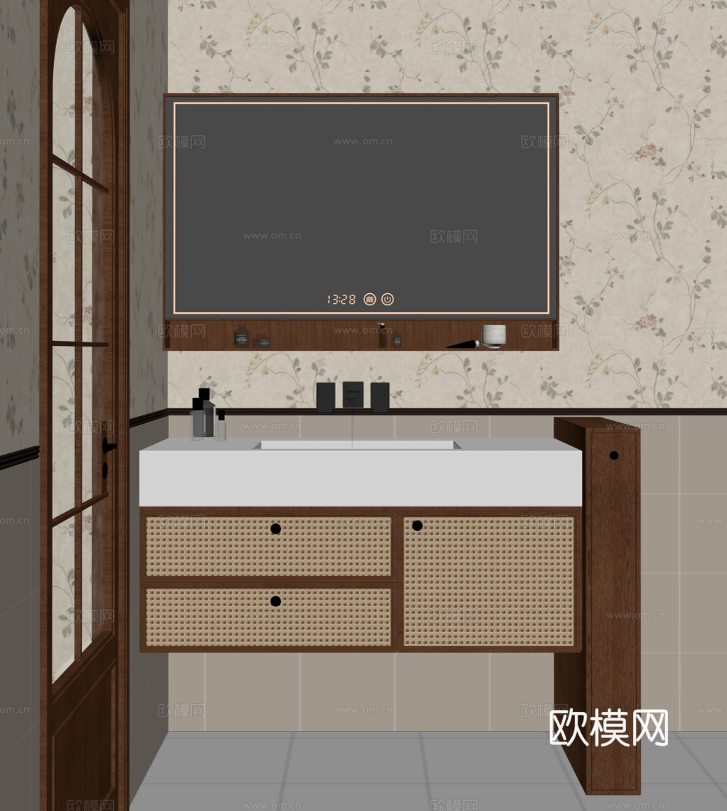 中古浴室柜 洗手台 洗手盆su模型