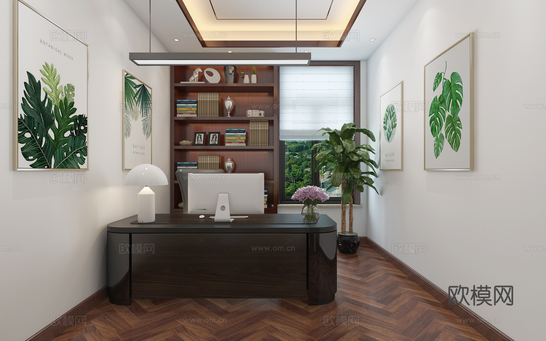 新中式办公室3d模型下载（渲染图1）