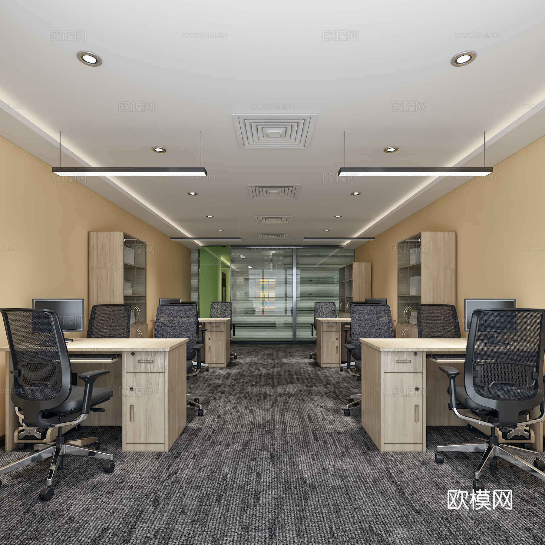 现代简约办公室财务室3d模型下载
