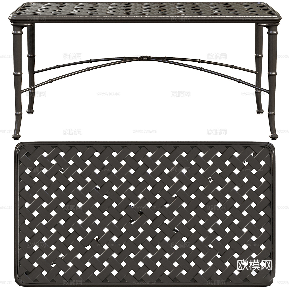 美式简约户外休闲长桌3d模型下载（渲染图2）