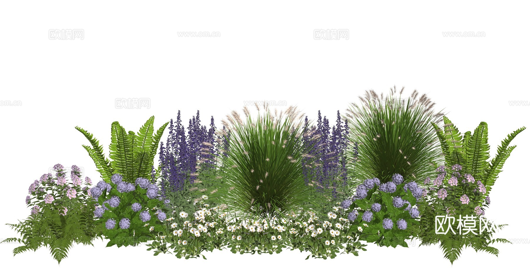 现代庭院植物堆组合su模型