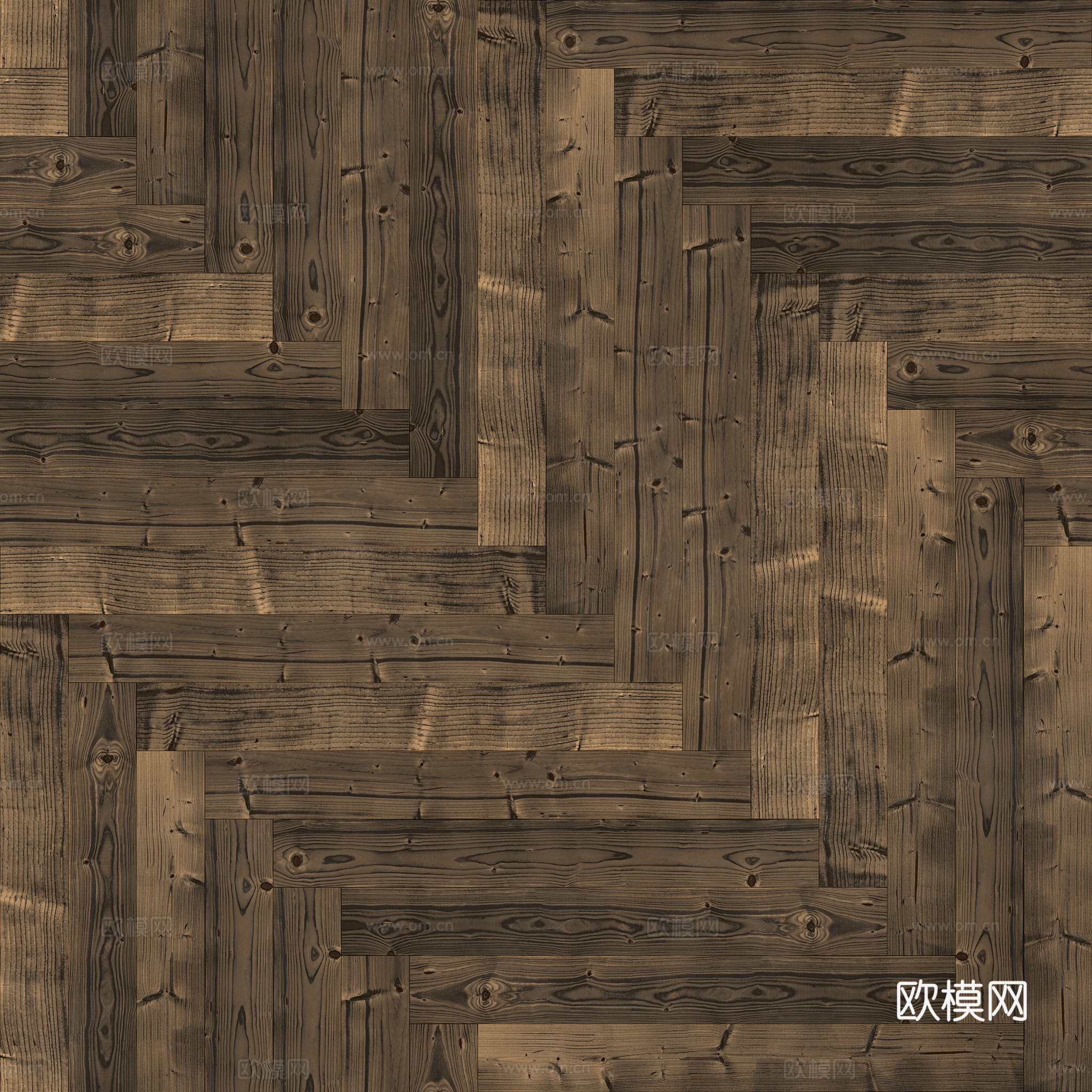 无缝木地板人字铺 PBR材质贴图 2k