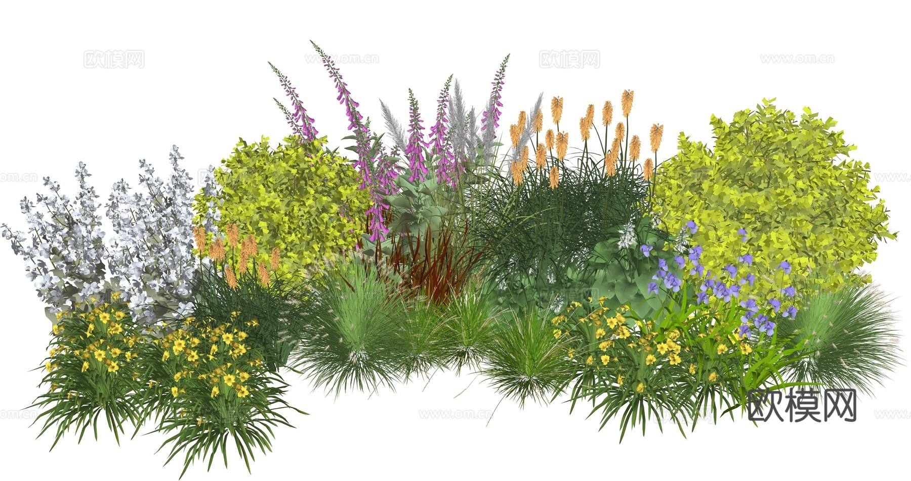 现代庭院植物堆组合su模型