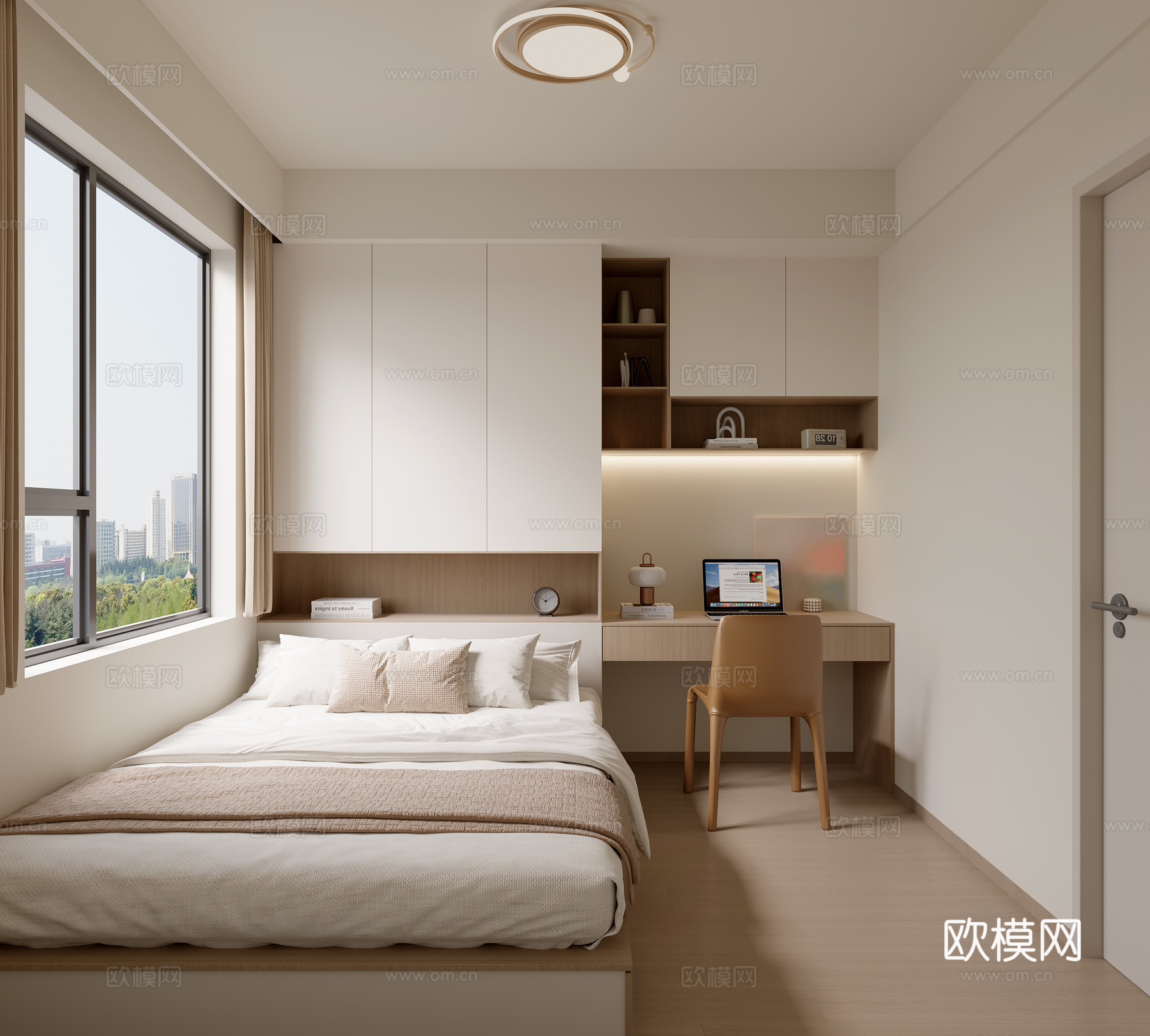 现代简约榻榻米卧室书房3d模型