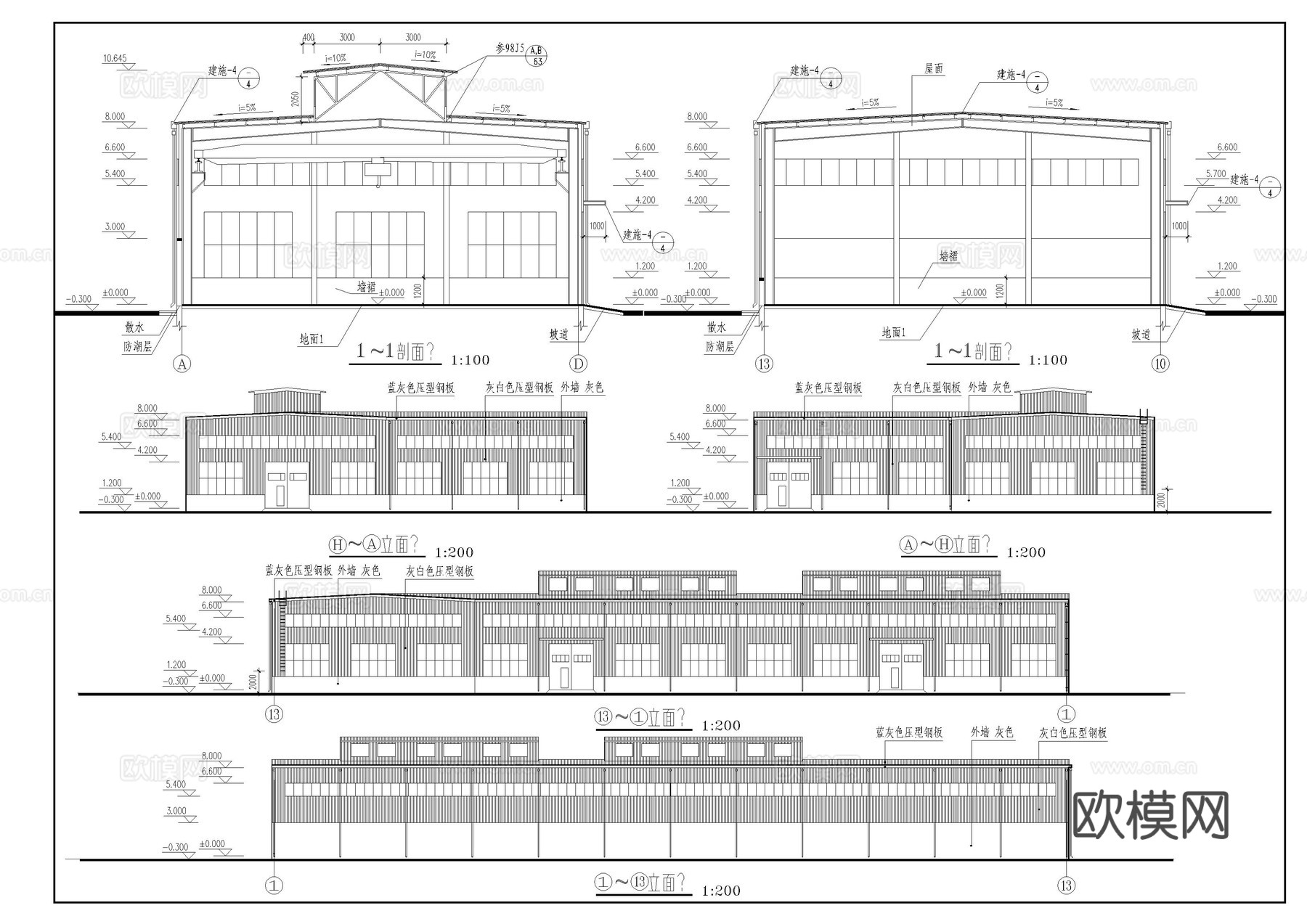 生产车间建筑施工图cad施工图