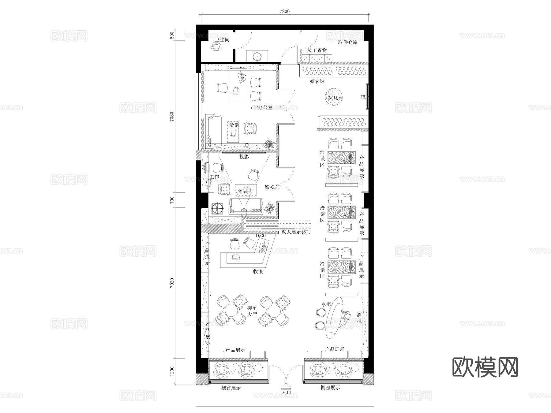 20套婚纱店婚纱馆婚纱摄影礼服店CAD施工图cad施工图