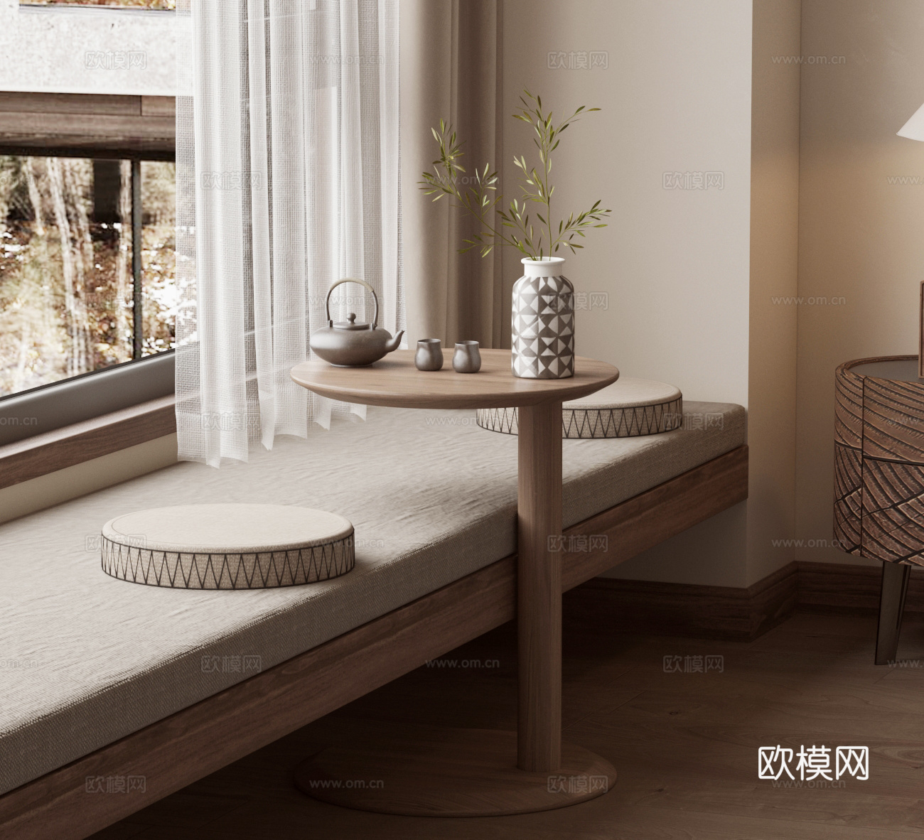 现代飘窗 坐垫su模型