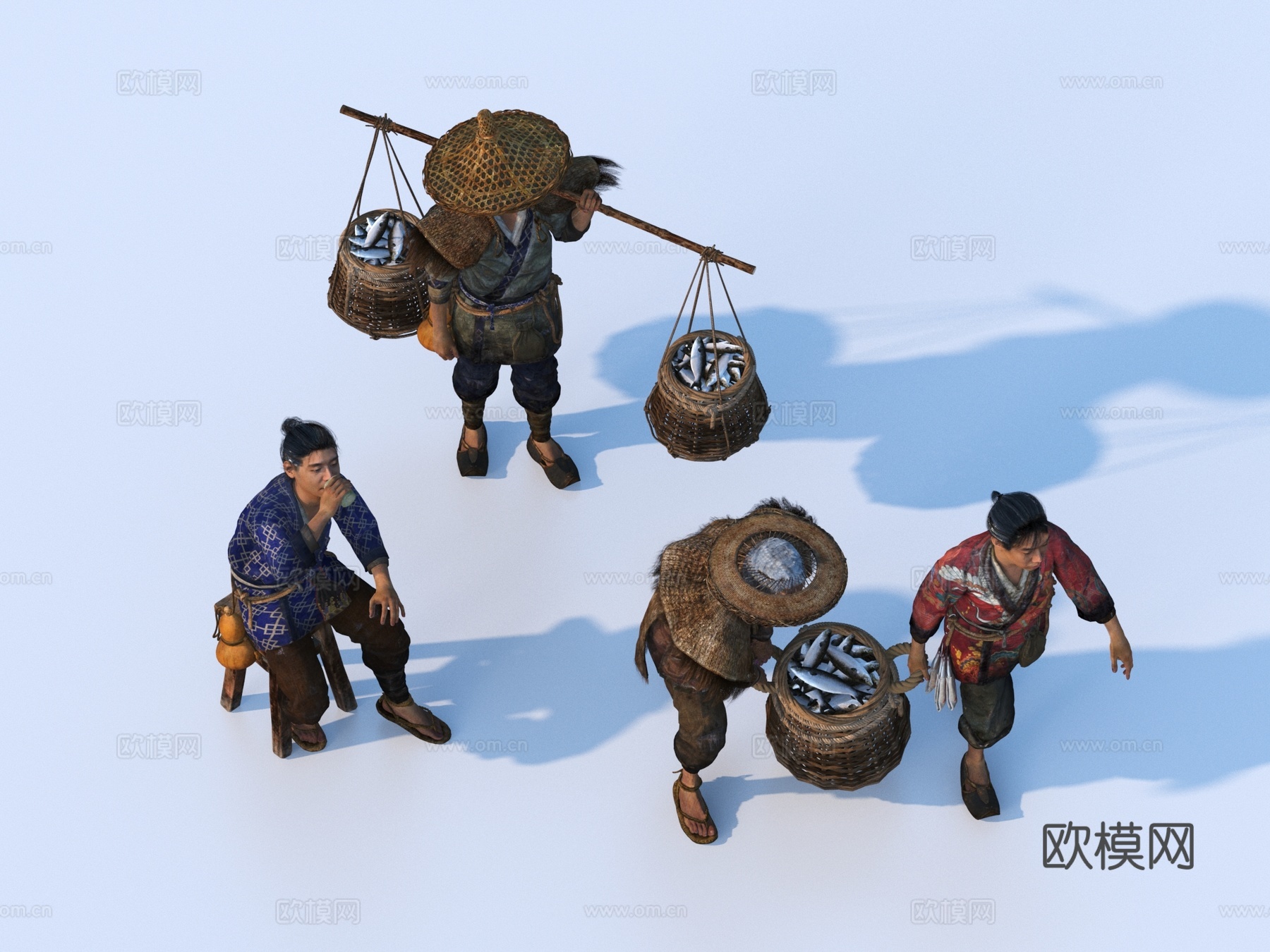 渔民 人物 农民3d模型下载