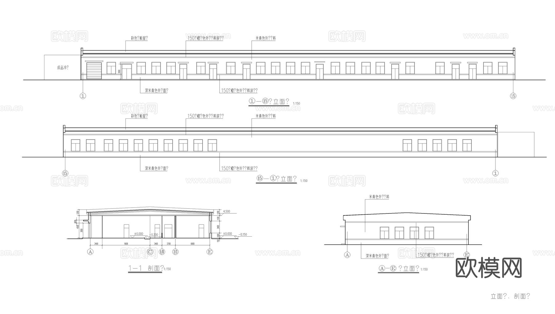 食品加工厂建筑施工图cad施工图