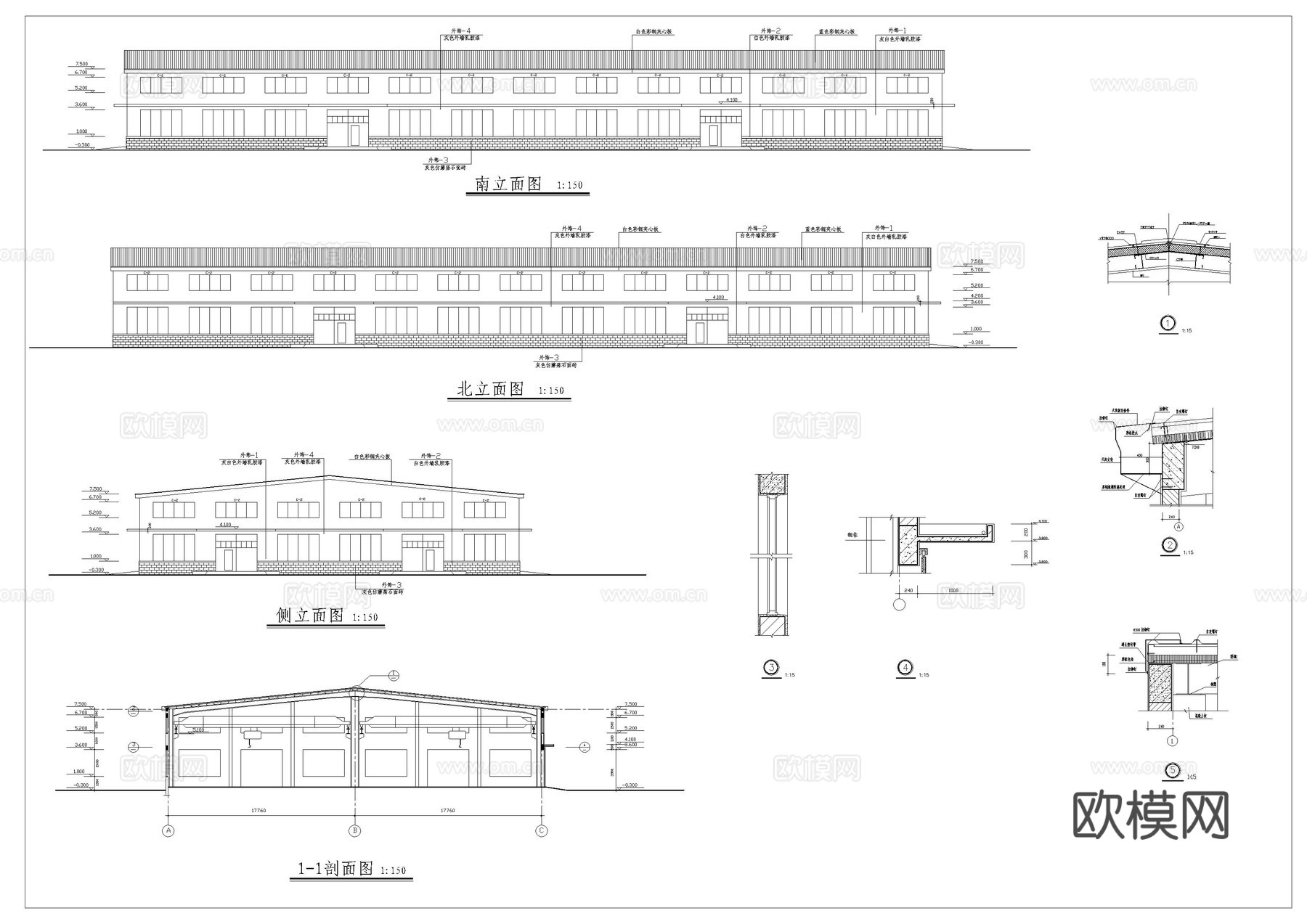 生产车间建筑施工图cad施工图