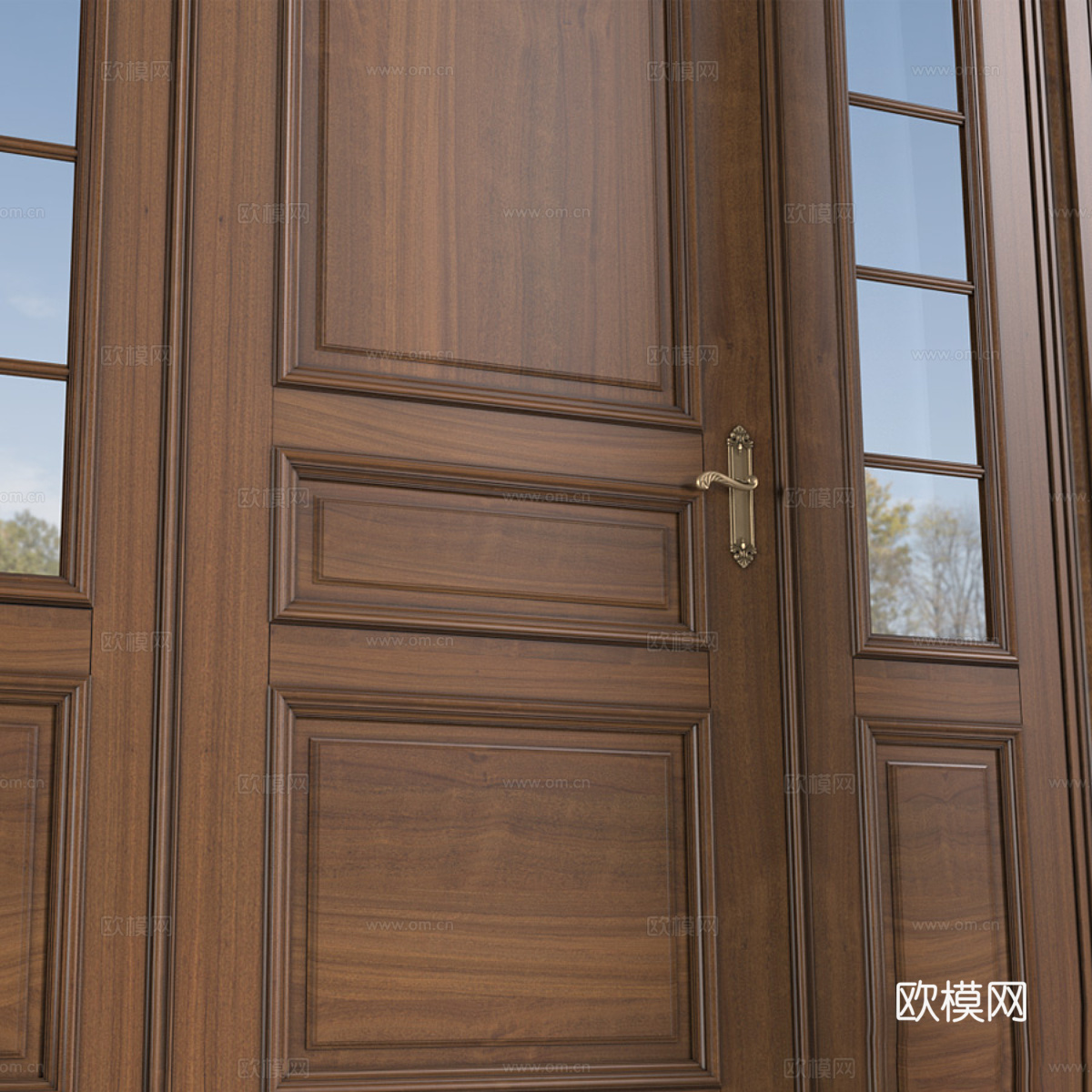 美式经典门廊 入户门3d模型下载（渲染图3）