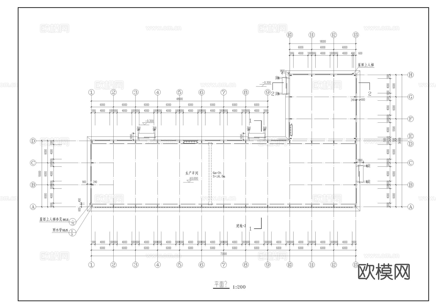 生产车间建筑施工图cad施工图