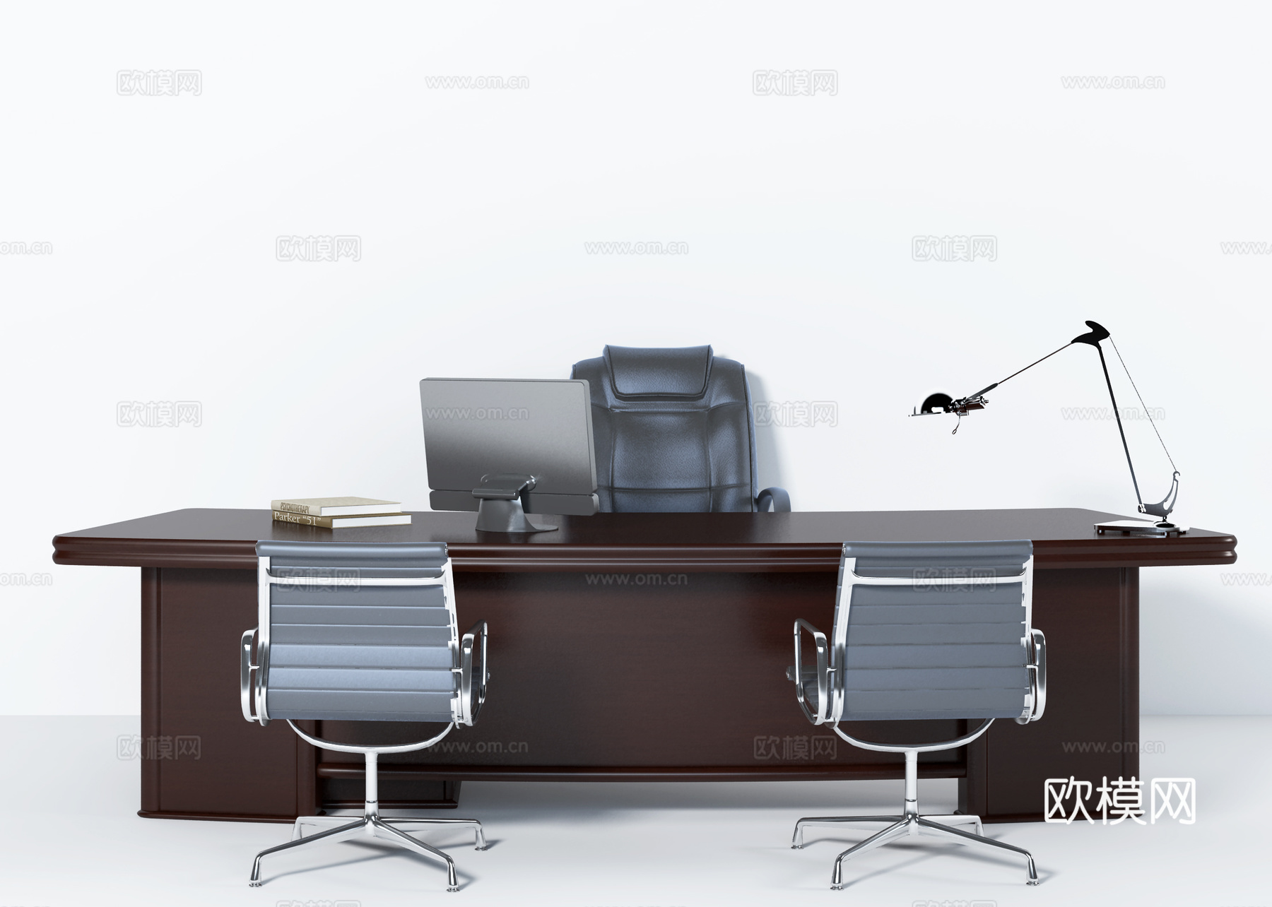 现代总经理办公桌3d模型下载