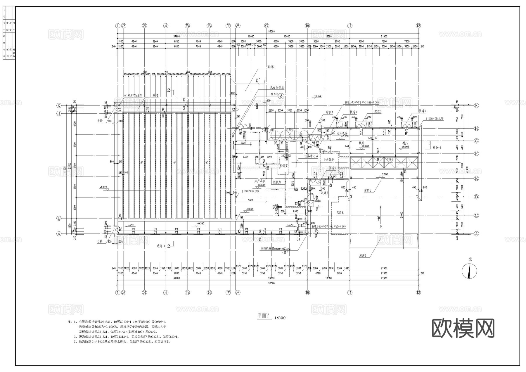 生产车间建筑施工图cad施工图