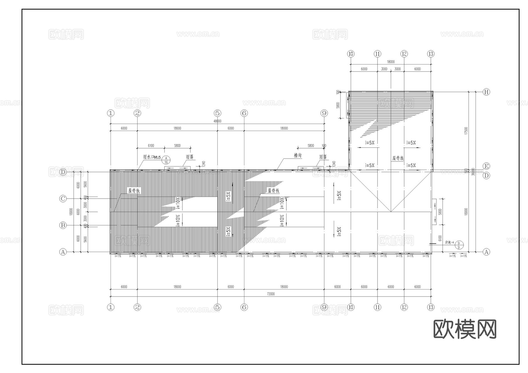 生产车间建筑施工图cad施工图