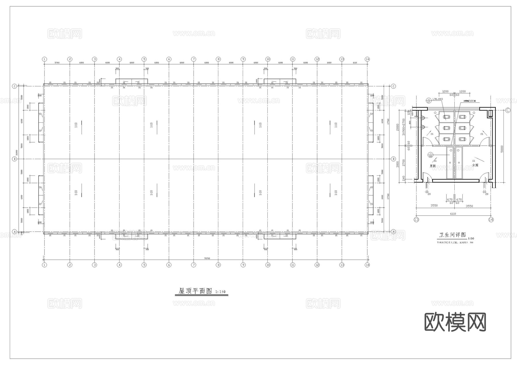 生产车间建筑施工图cad施工图