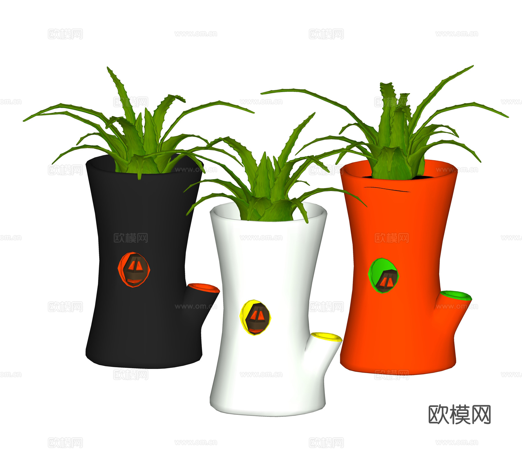 现代盆栽 植物花草 盆栽盆景 观赏植物su模型