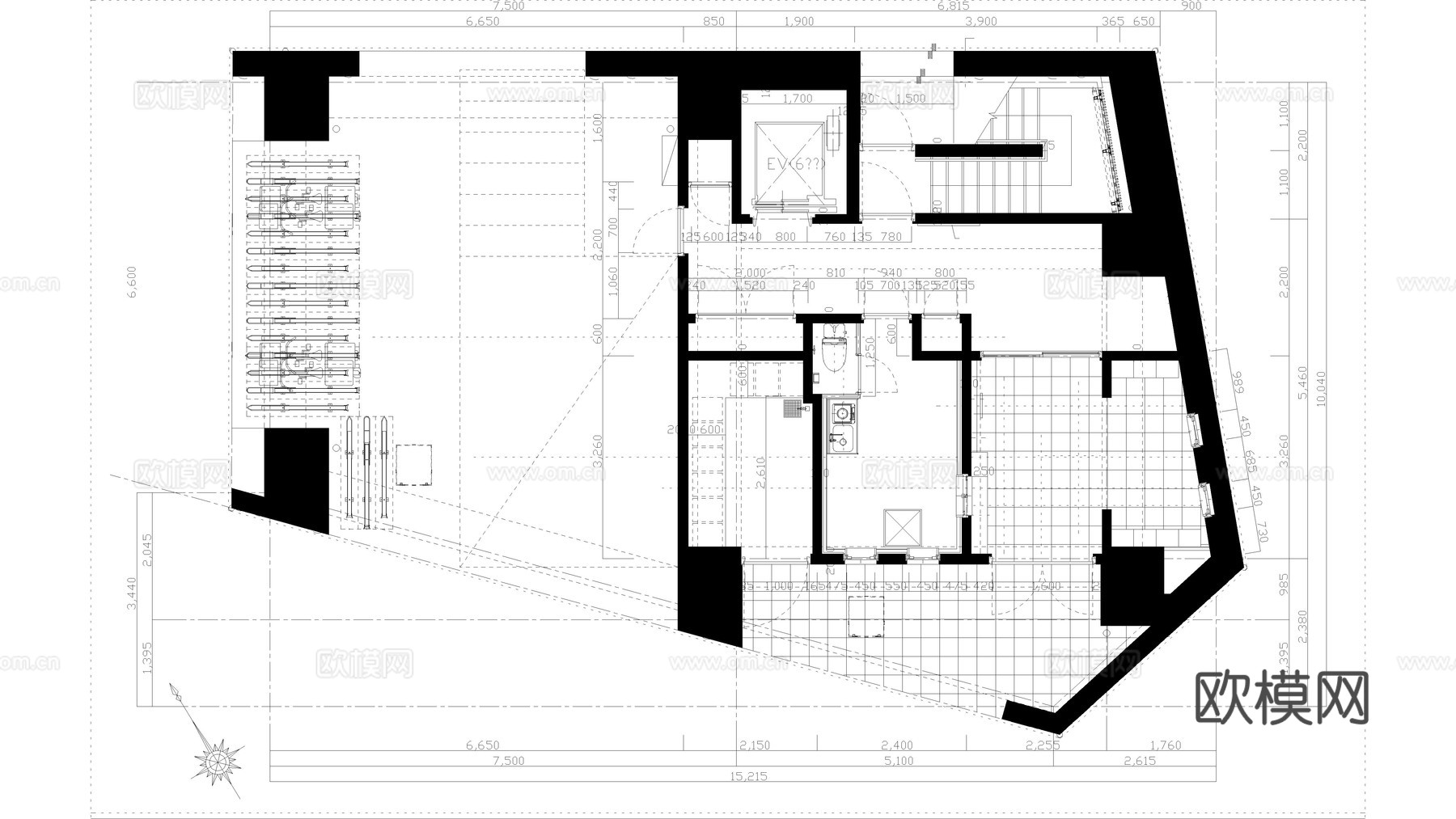 大厦入口 除风室平面立面图纸cad施工图