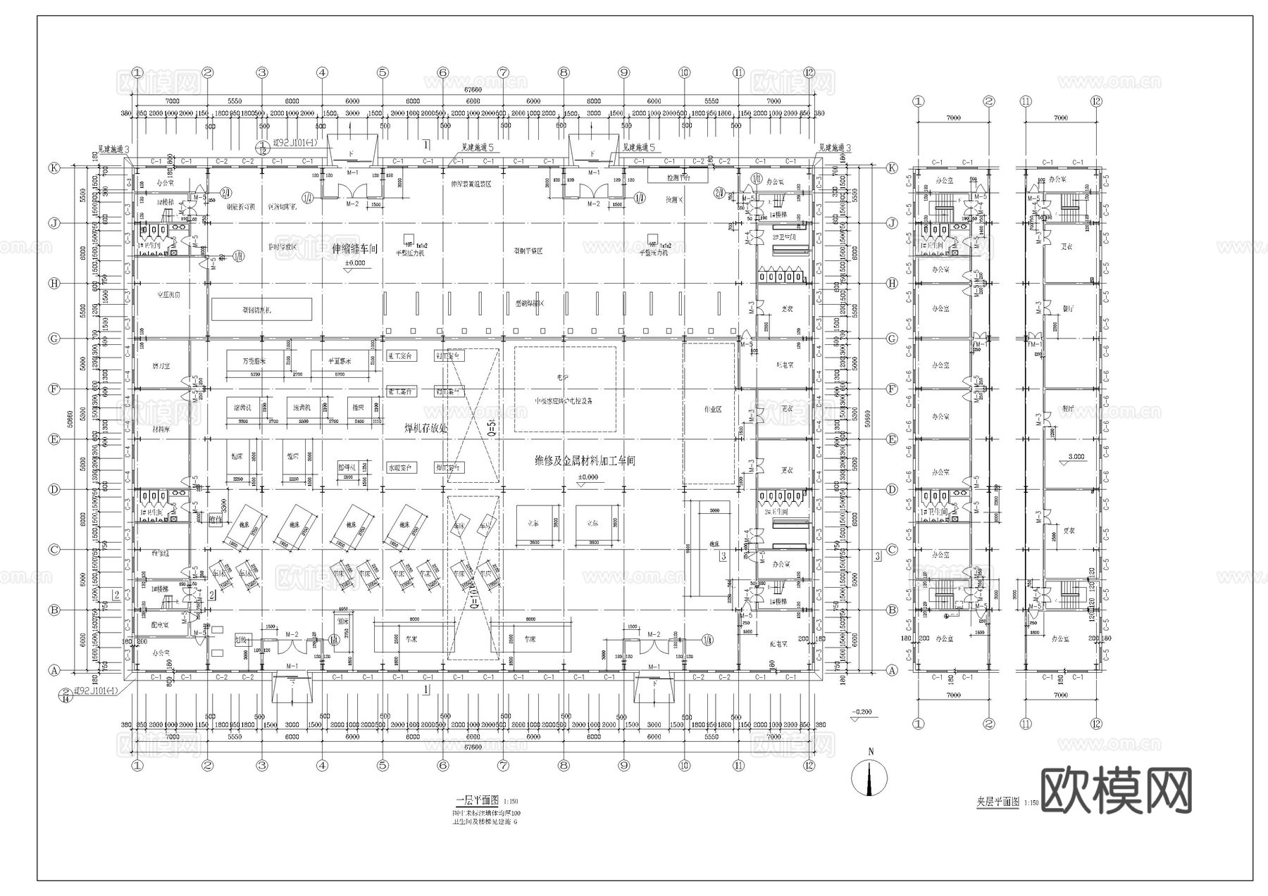 维修车间建筑施工图cad施工图