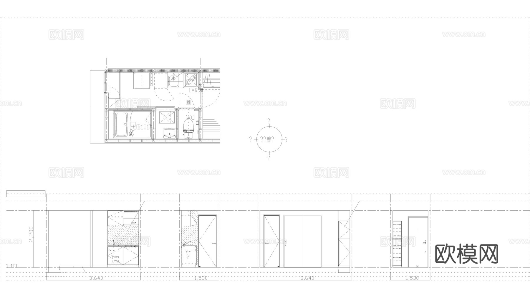 公寓 小空间住宅 单身公寓 酒店cad施工图