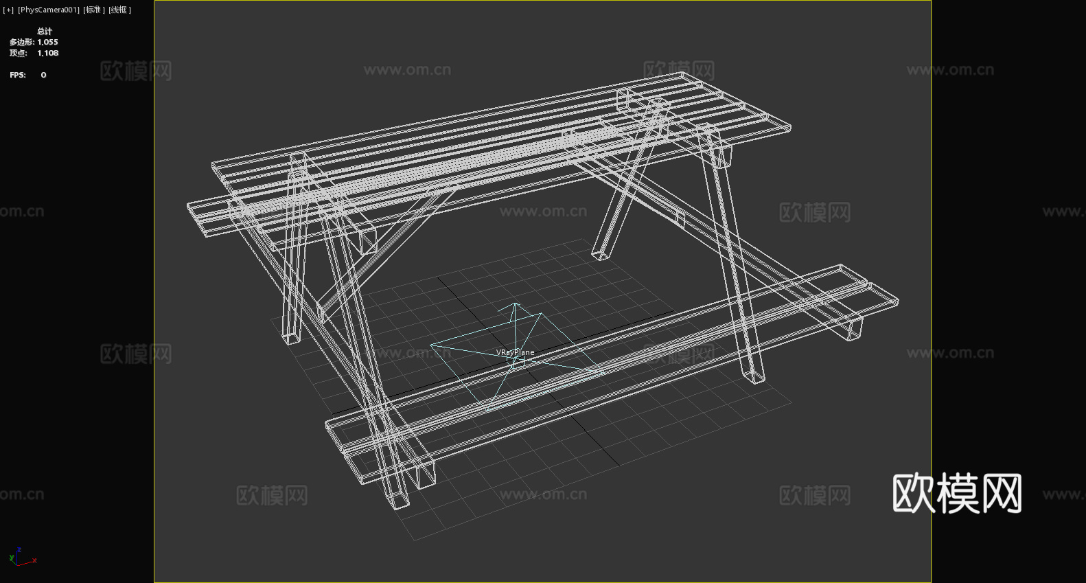 长桌 实木桌 户外桌 野餐桌 休闲桌3d模型下载（渲染图6）