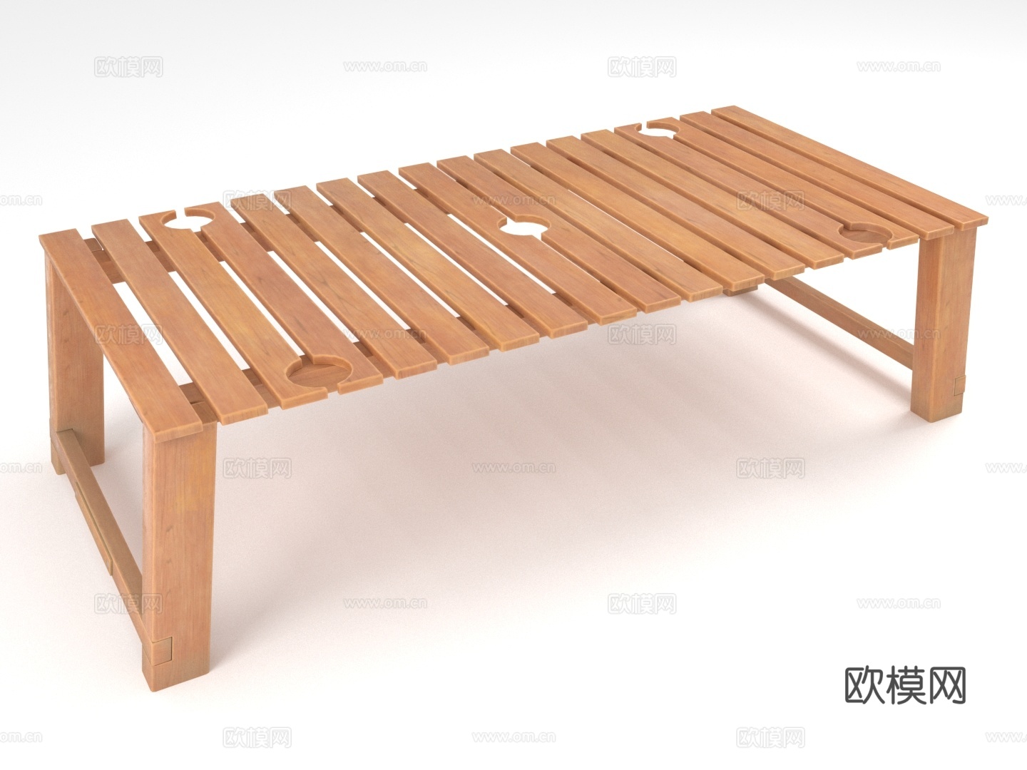 木制长凳 户外座椅 实木条凳 休闲椅3d模型下载（渲染图1）