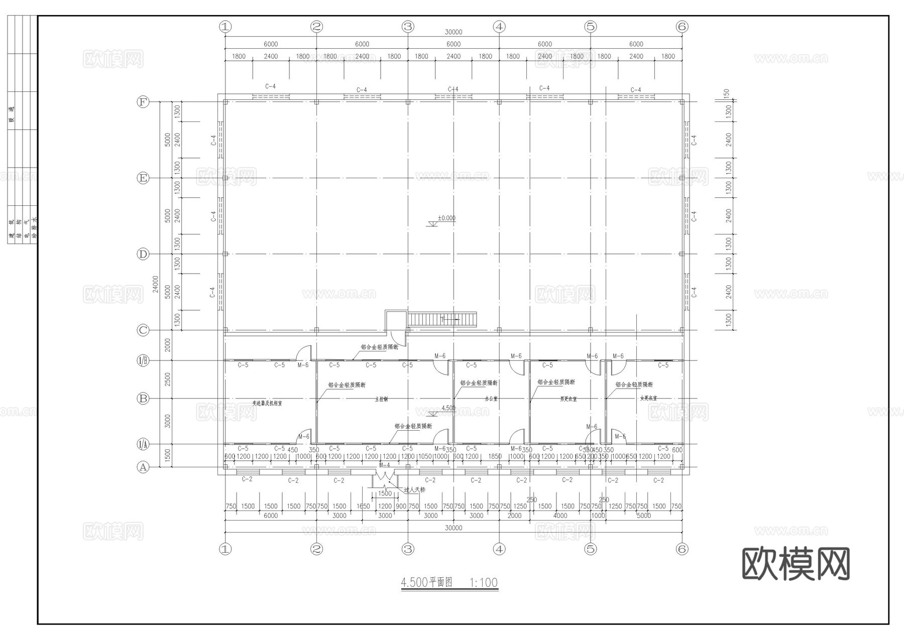 制氧厂房建筑施工图cad施工图