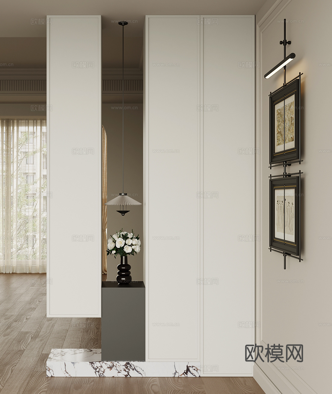 中古风玄关su模型