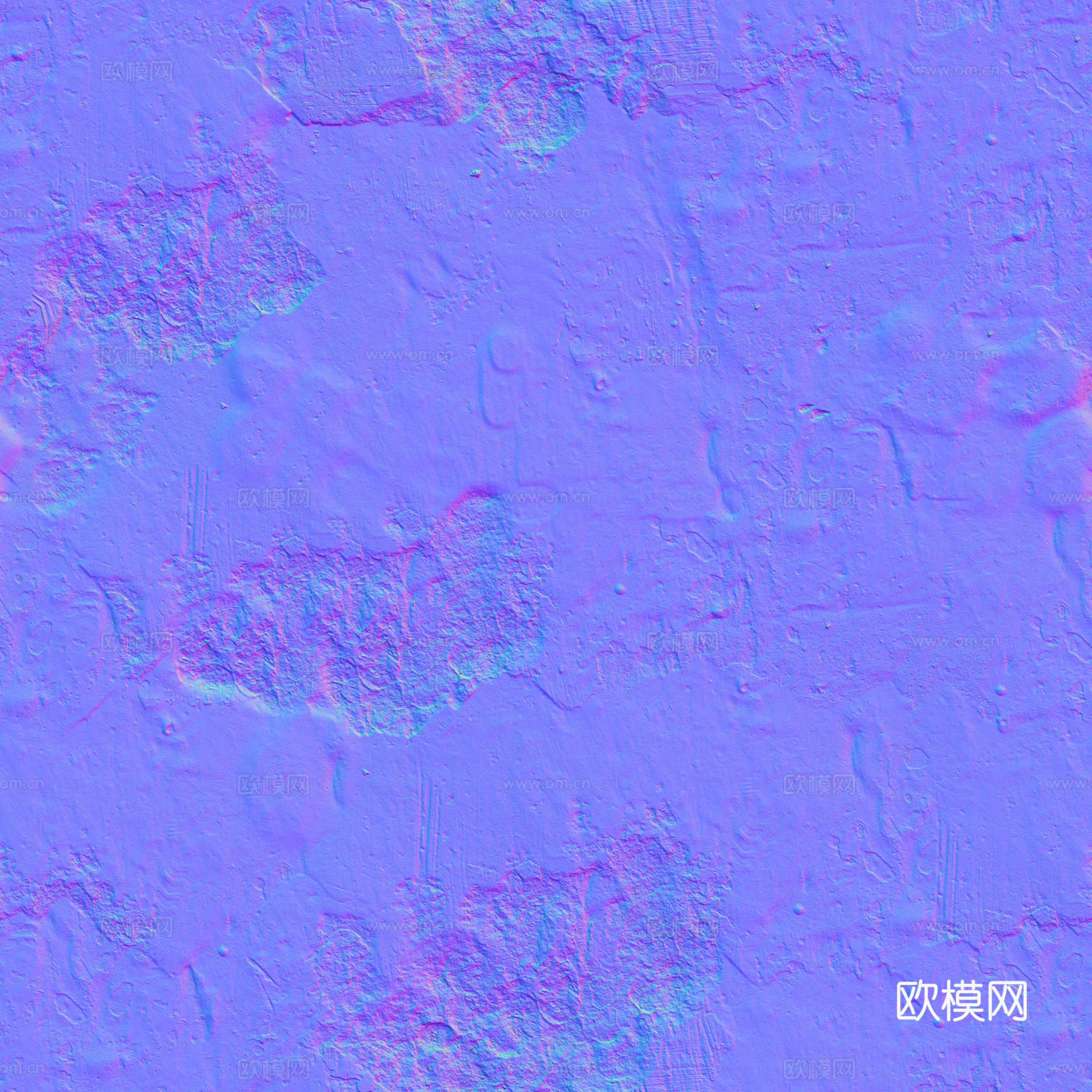 粗糙破旧水泥墙户外墙 PBR贴图 2k