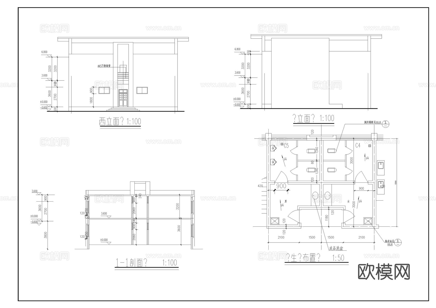 污水处理厂施工图cad施工图