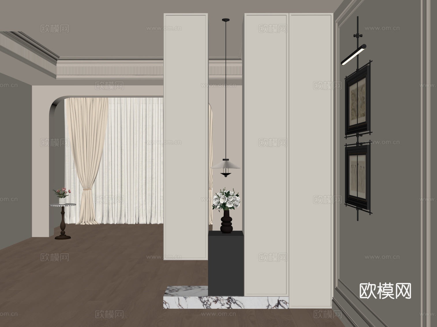 中古风玄关su模型