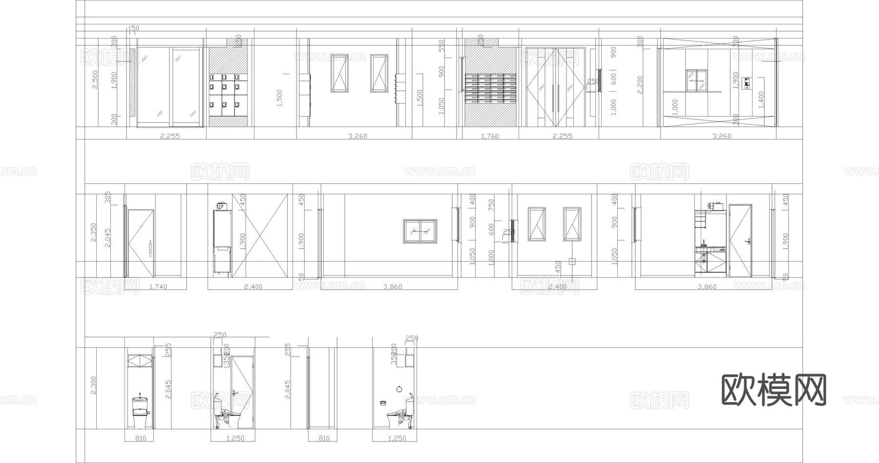 大厦入口 除风室平面立面图纸cad施工图