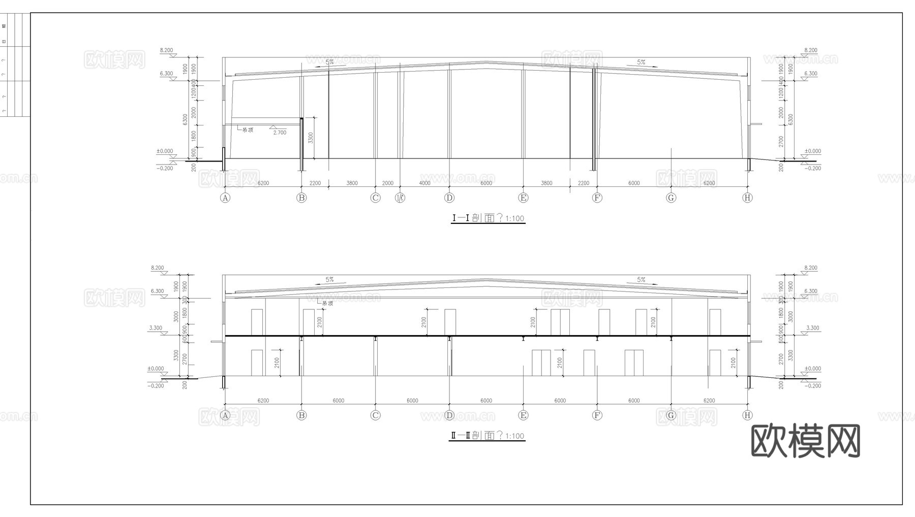 医药主车间建筑施工图cad施工图