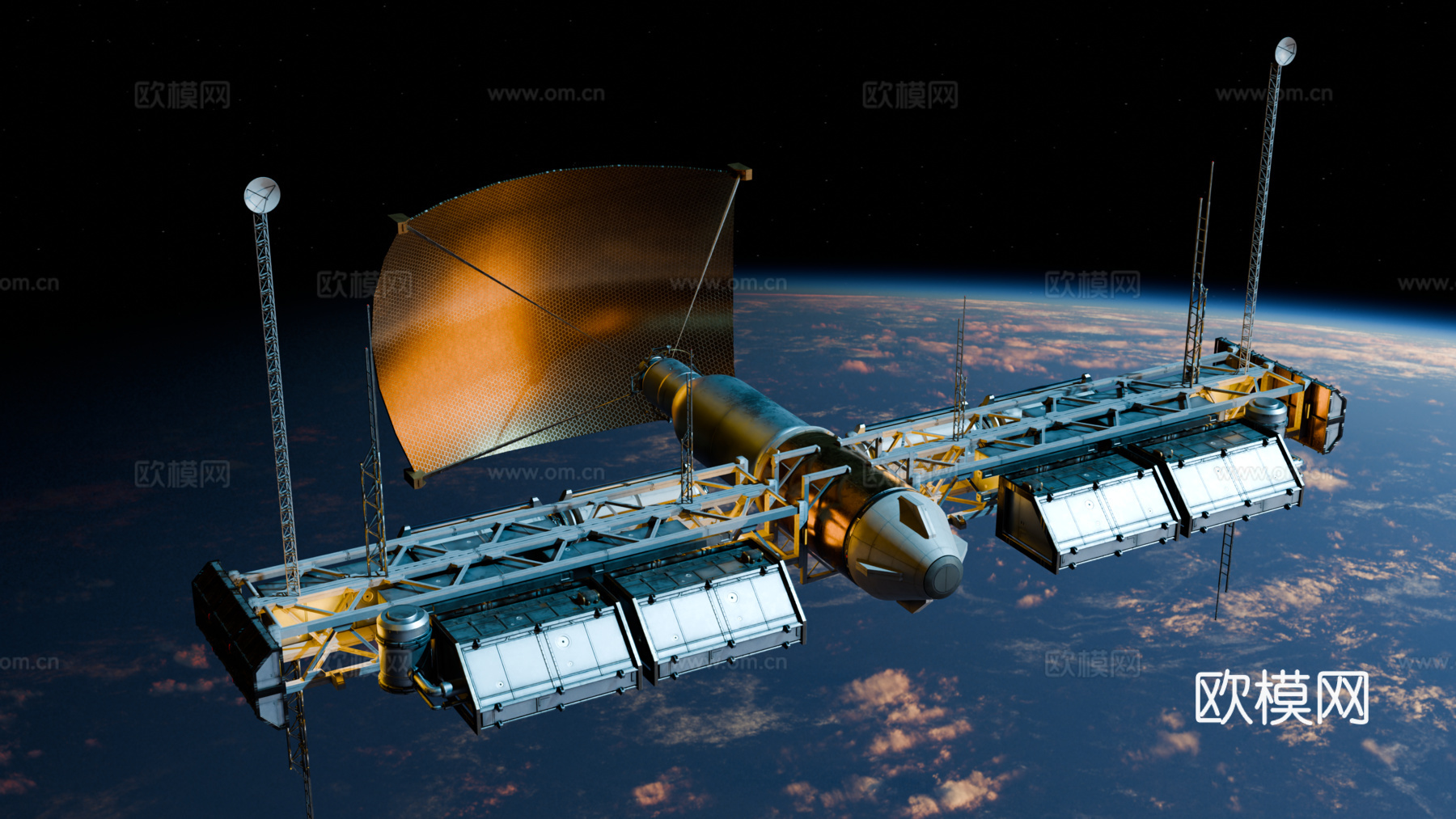 太空站 太空飞船 太空空间站 太空舱 航天器 卫星su模型